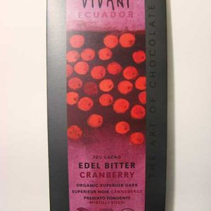Xocolata negra amb aranyons vermells 100gr VIVANI