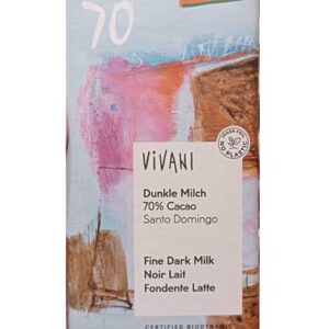 Xocolata negra 70% cacau amb llet 90gr VIVANI