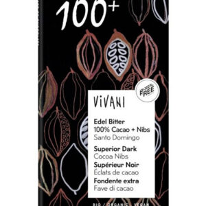 Xocolata negra 100% cacau 80gr VIVANI