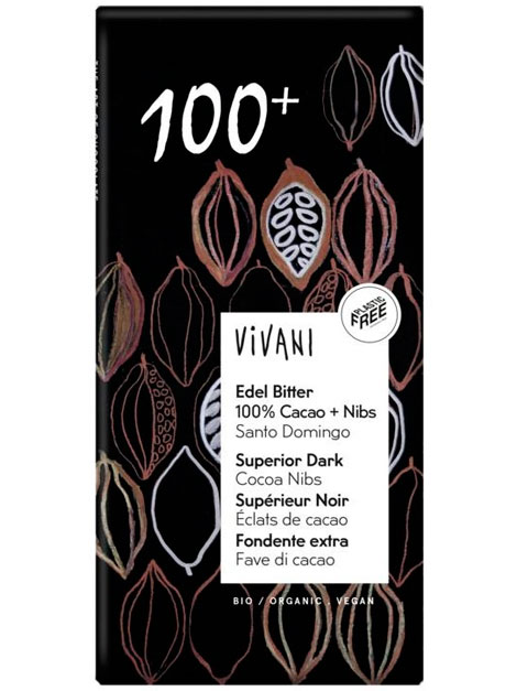 Xocolata negra 100% cacau 80gr VIVANI