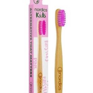 Raspall de dents per nens de bambú rosa NORDICS