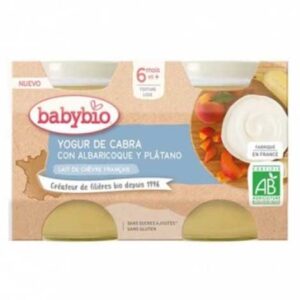 Iogurt llet cabra albercoc i plàtan sense sucre afegit 2x130gr BABYBIO