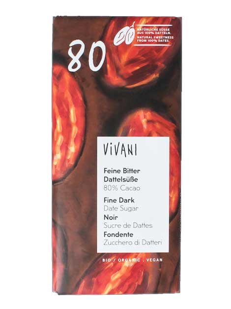 Xocolata cacau i dàtil molt 80gr VIVANI Xocolata cacau i dàtil molt 80gr VIVANI